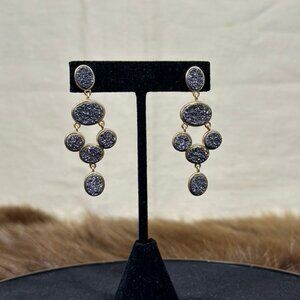 Marcia Moran Gold-Filled Black Druzy Statement Earrings